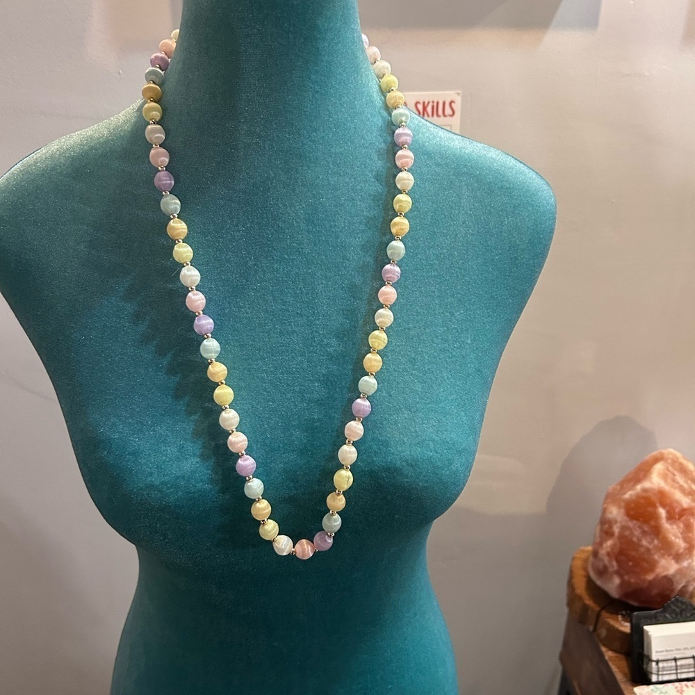 Vintage Japanese Silk Thread Bead Necklace